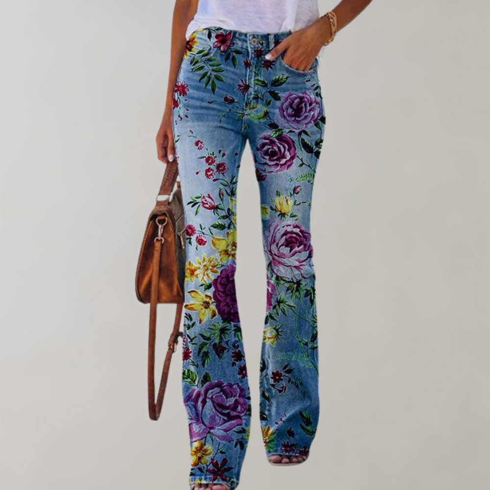 Sam - Flare Broek met Bloemen