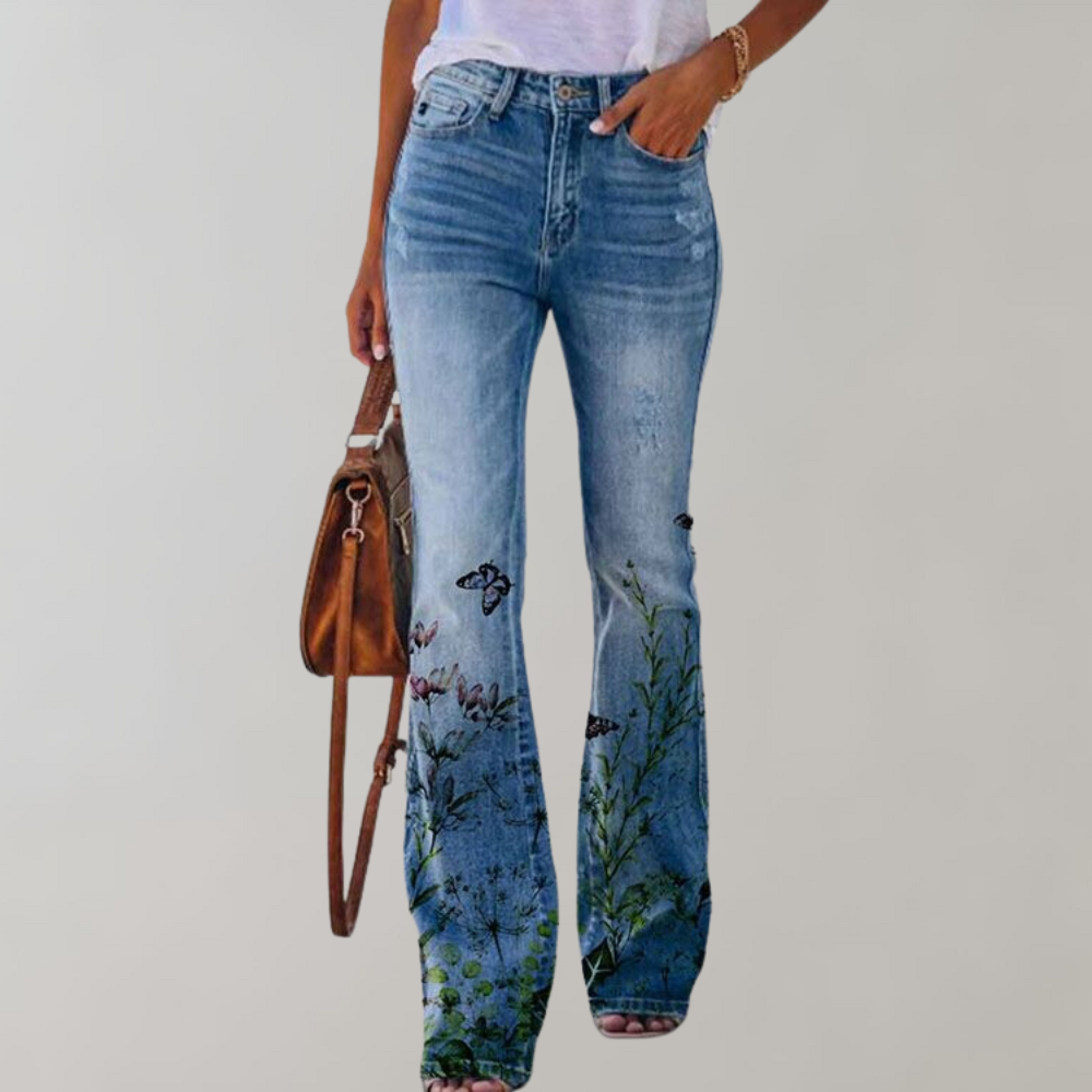 Sam - Flare Broek met Bloemen