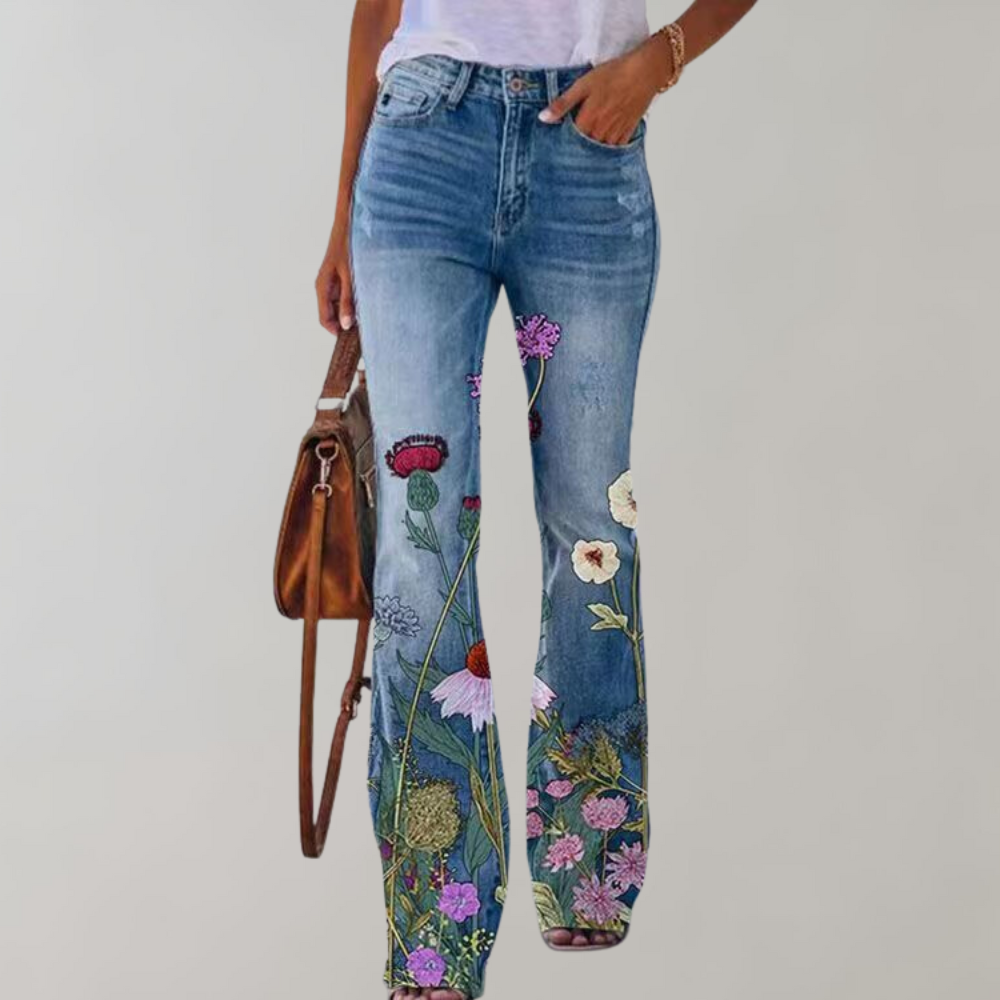 Sam - Flare Broek met Bloemen