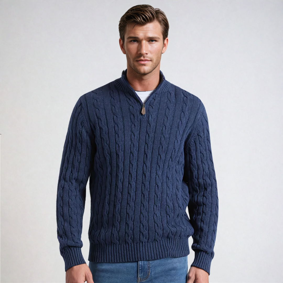 Carlton - Kabeltrui met Half-Zip voor Heren