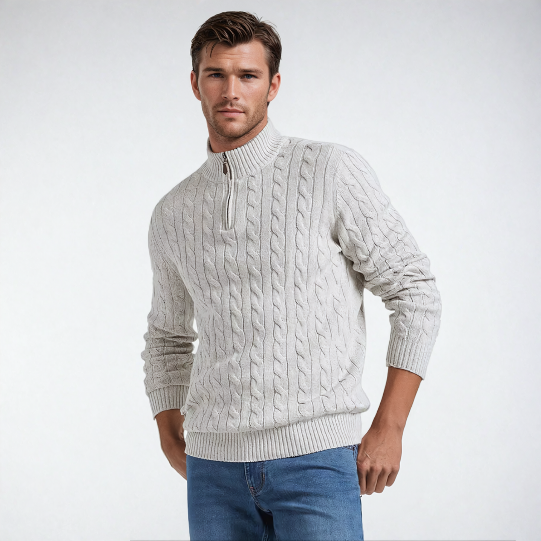 Carlton - Kabeltrui met Half-Zip voor Heren