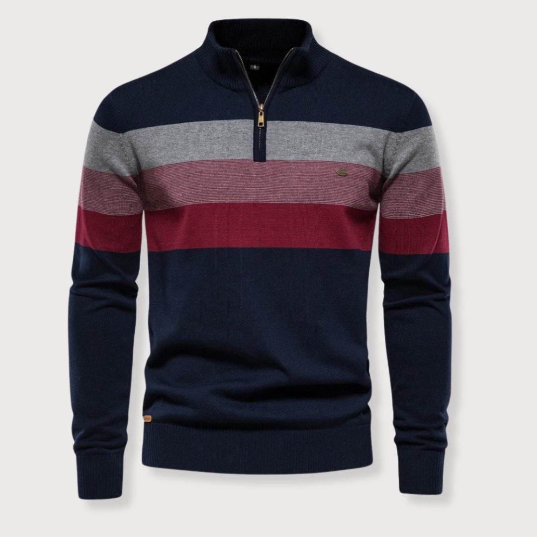 Lucas - Gestreepte Half-Zip Trui voor Heren