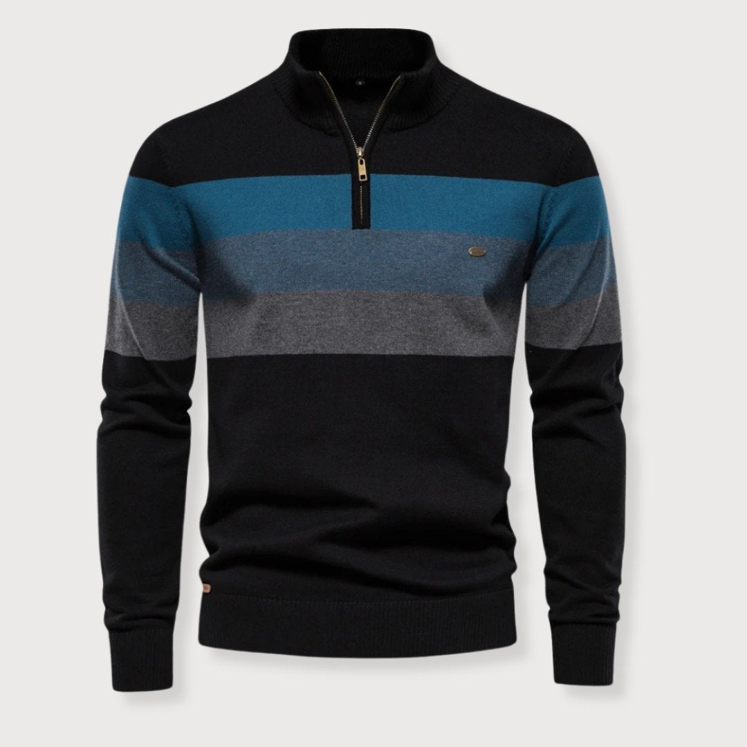 Lucas - Gestreepte Half-Zip Trui voor Heren