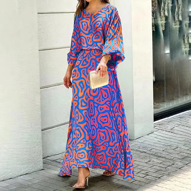 Esmee - Elegante Maxi Jurk met Abstracte Print